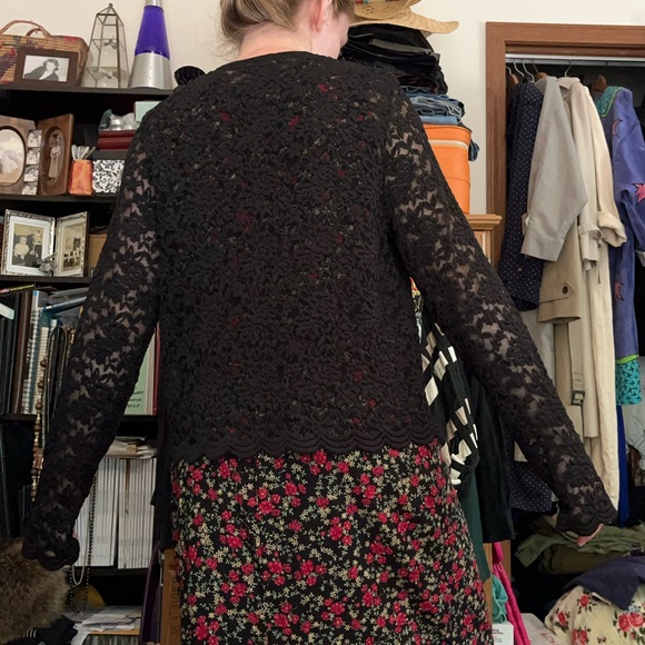 90s Connected Apparel Floral Lace Cardigan Roses Whimsigoth Cottagecore - Picture 9 of 12